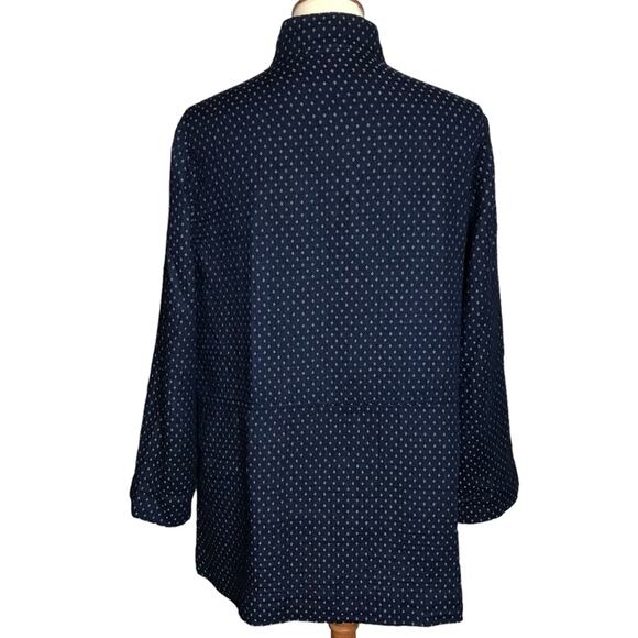 Raquel Allegra Jaquard Navy Blue Diamond Print Buttoned Blazer Coat Jacket Small - Picture 8 of 16